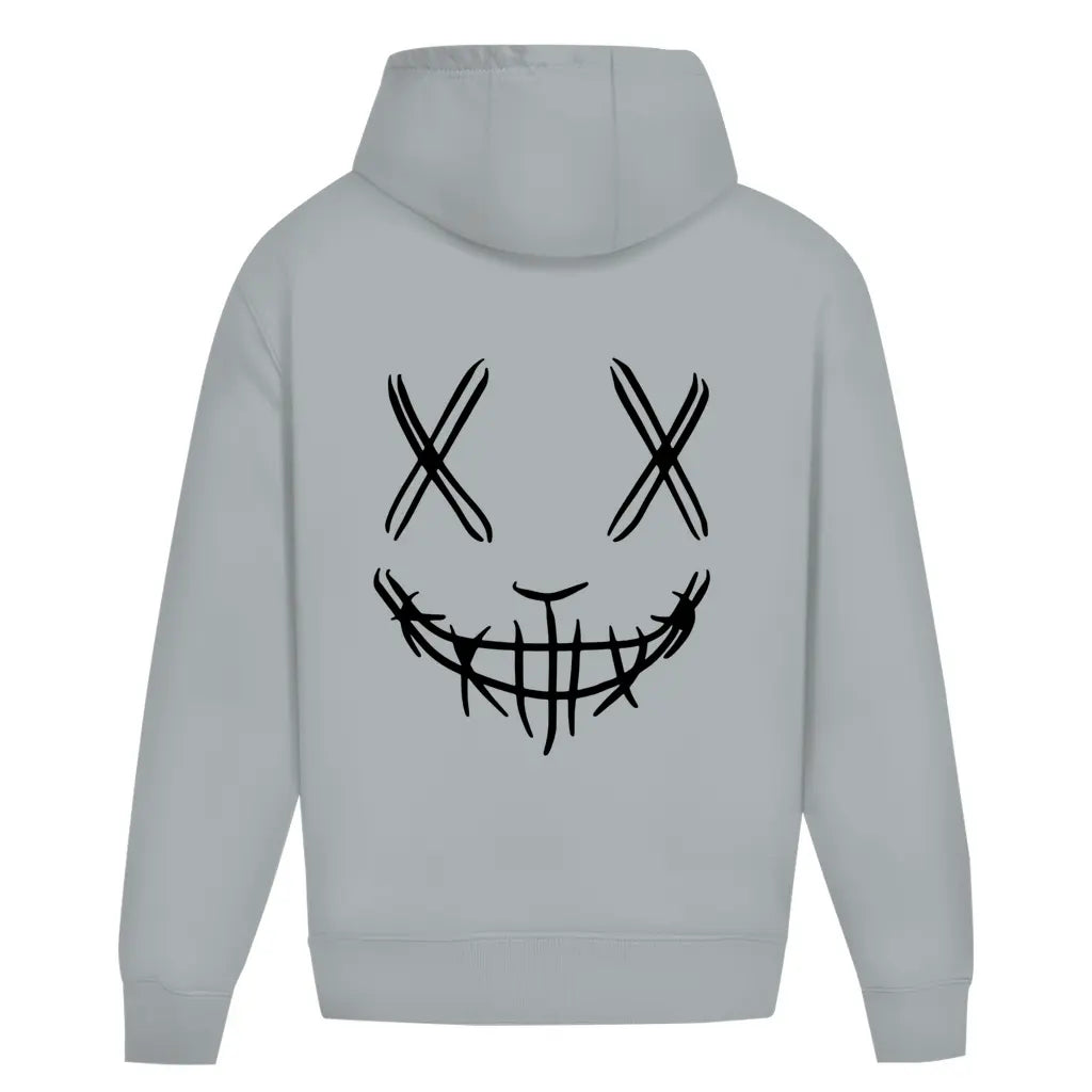 Oversized Hoodie ohne Kordel für Motorradfahrer und Biker in grau