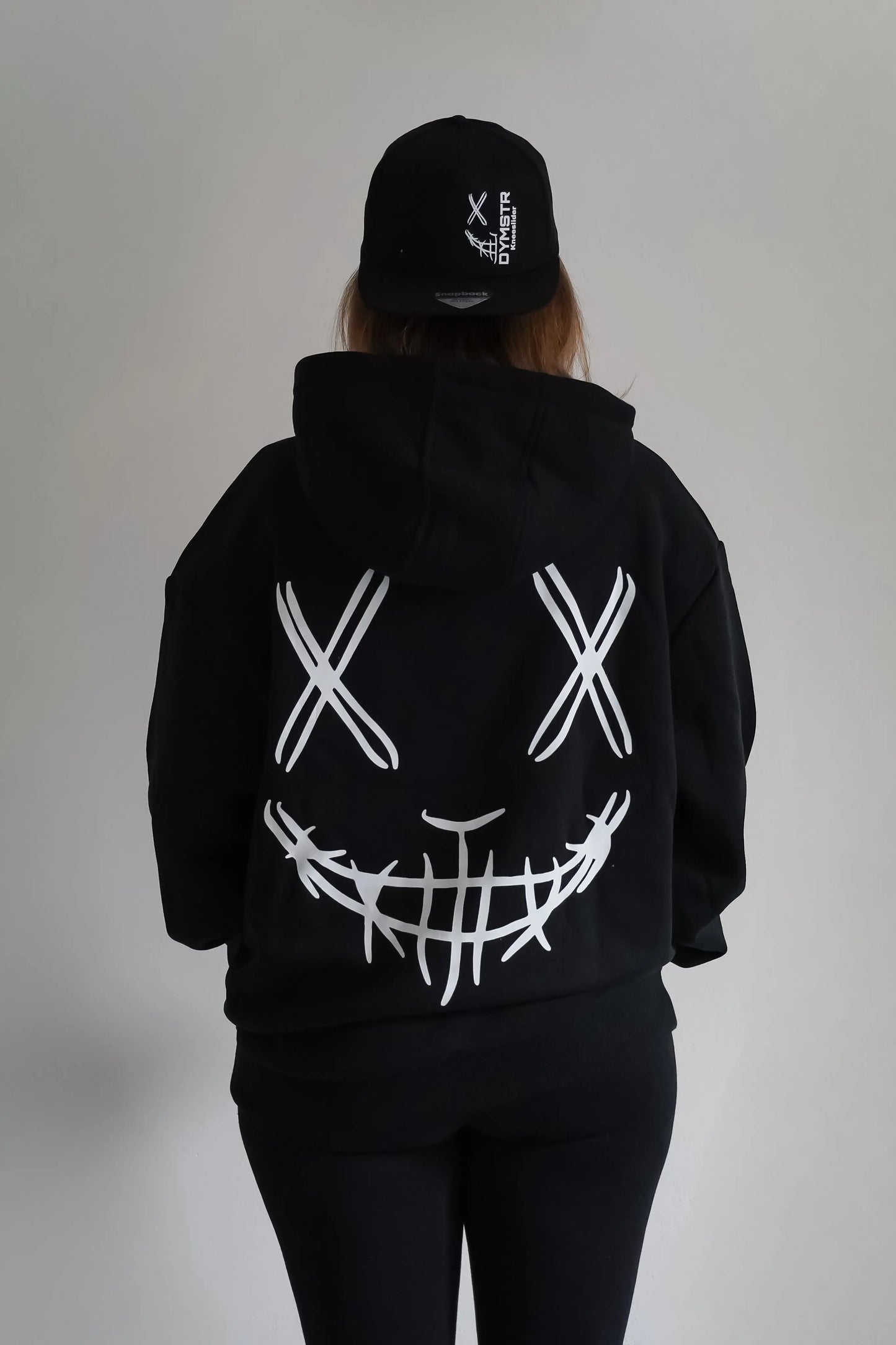 Oversized Hoodie ohne Kordel für Motorradfahrer und Biker in schwarz