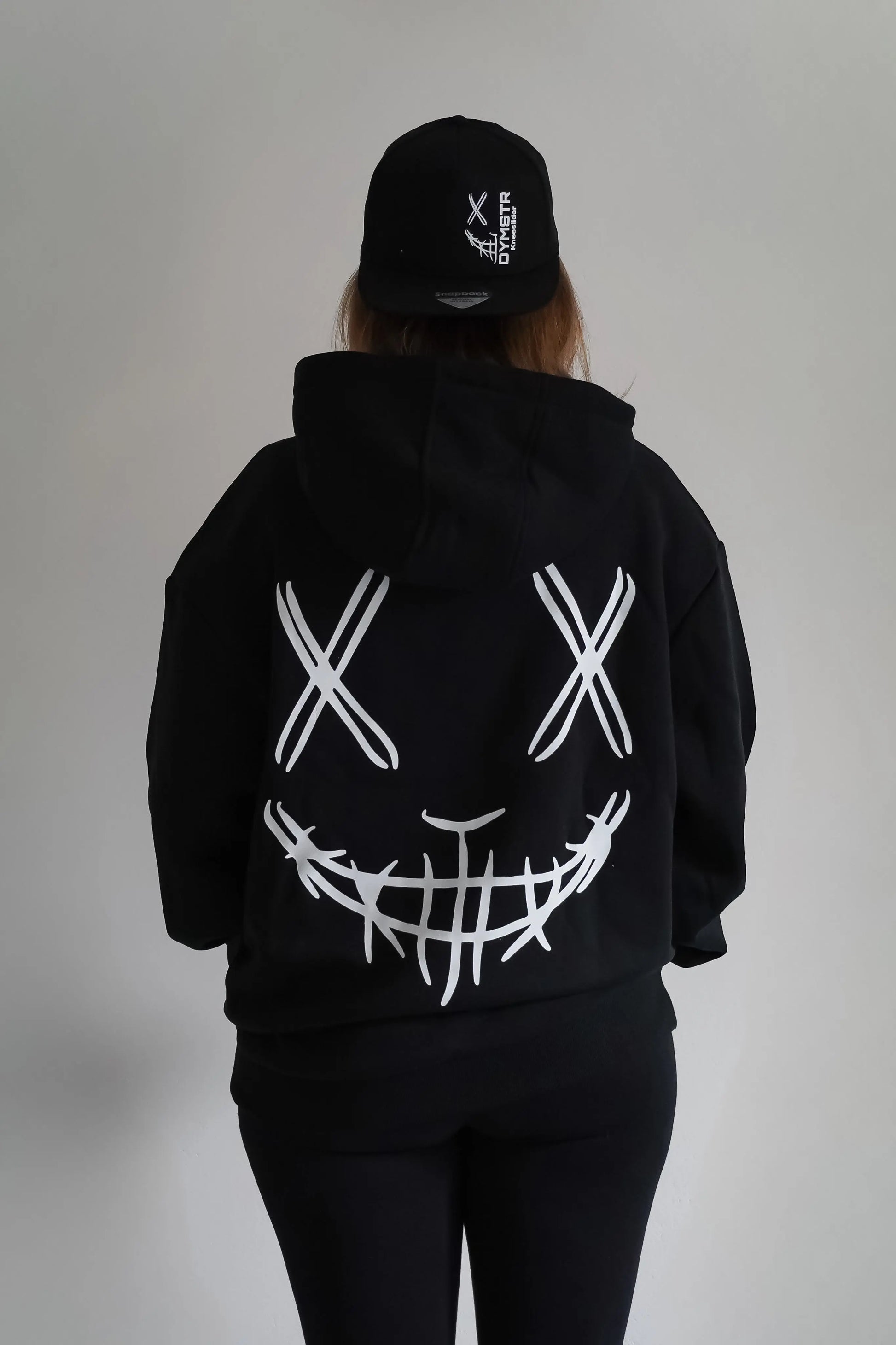 Oversized Hoodie ohne Kordel für Motorradfahrer und Biker in schwarz