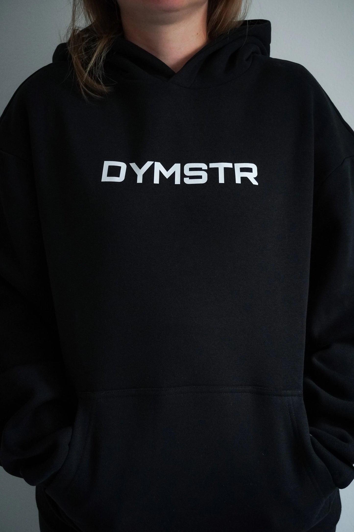 Oversized Hoodie ohne Kordel für Motorradfahrer und Biker in schwarz