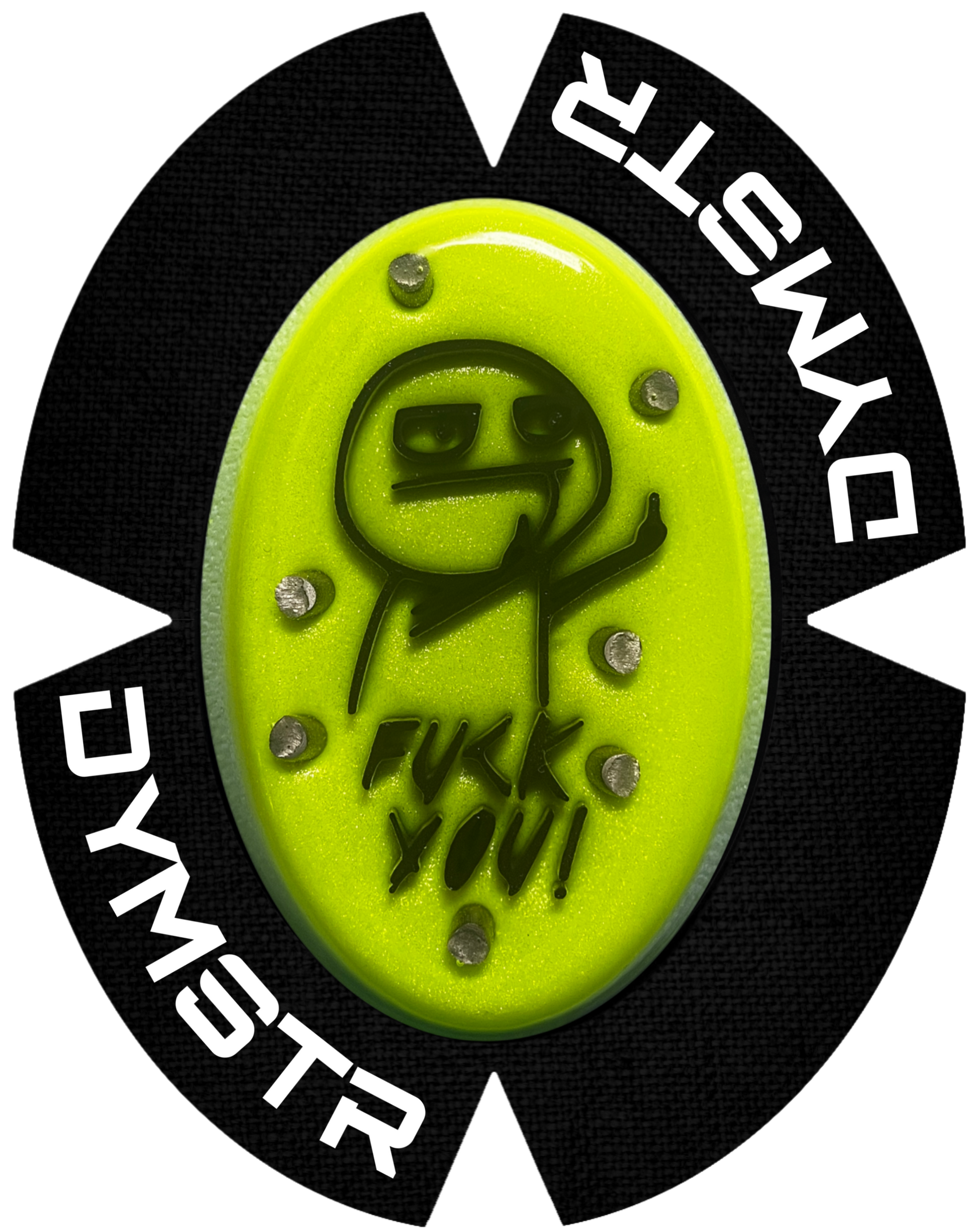 DymoStar schwarzes Meme Face Titan Knieschleifer in metallic yellow