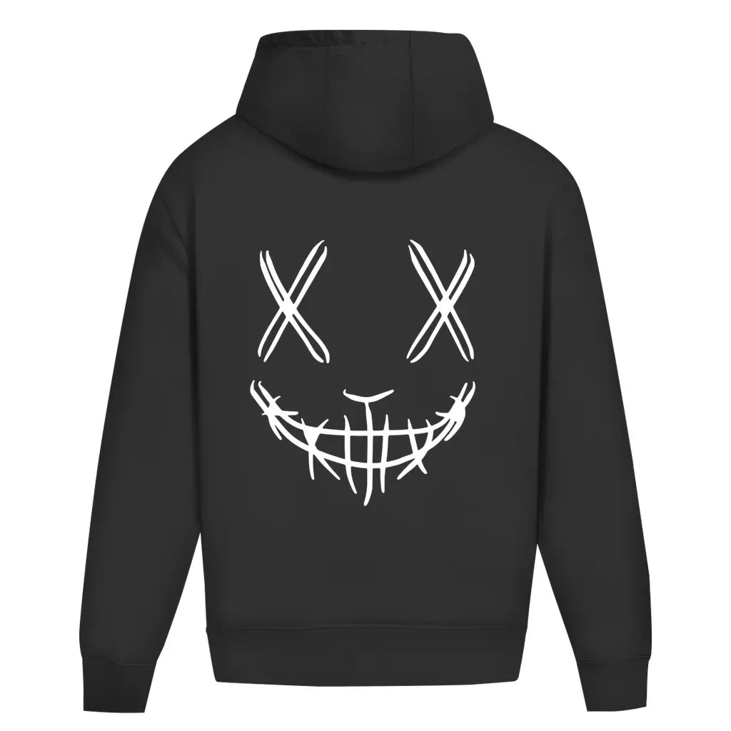 Oversized Hoodie ohne Kordel für Motorradfahrer und Biker in schwarz